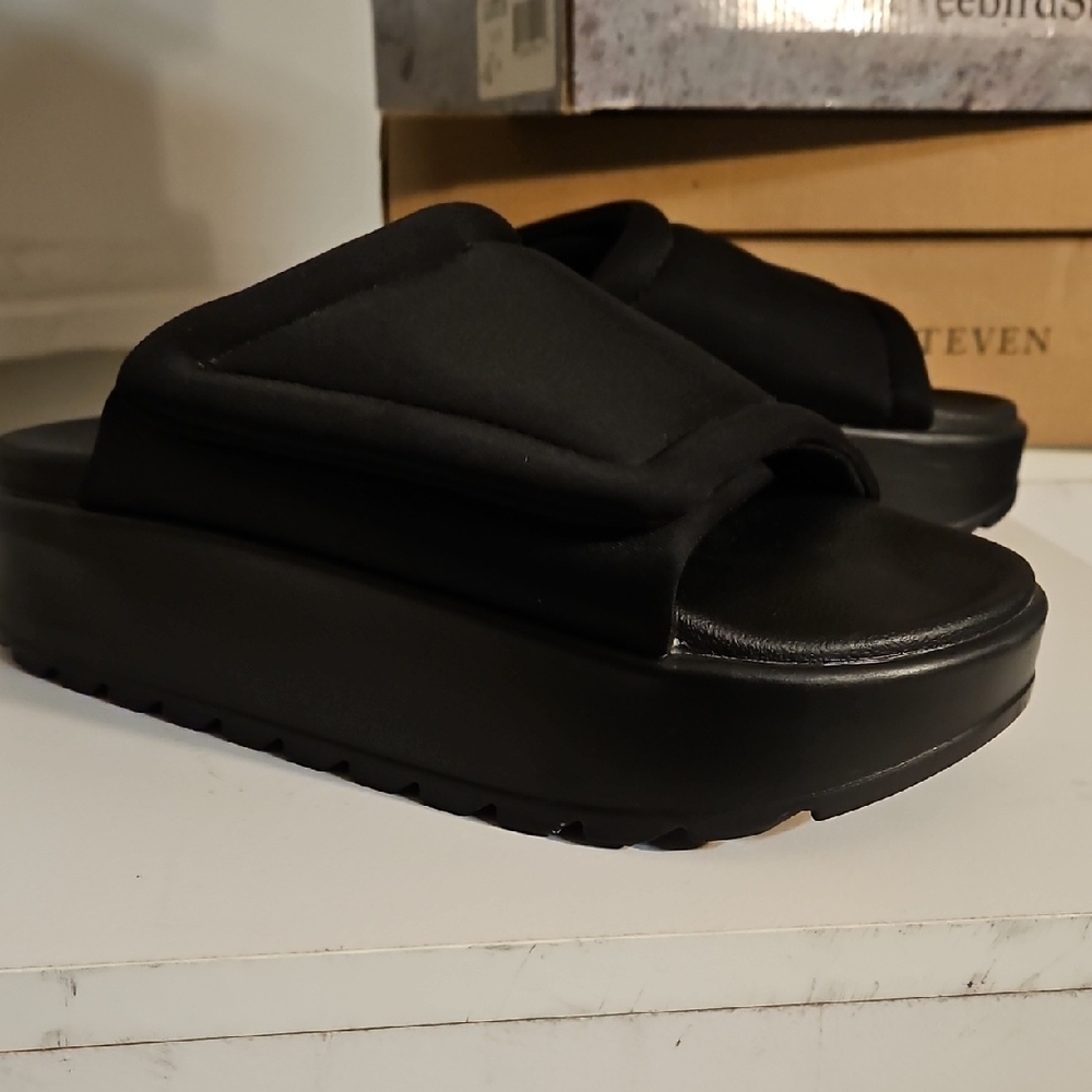 Chic Black Platform Slides Zara - Picture 3 of 4
